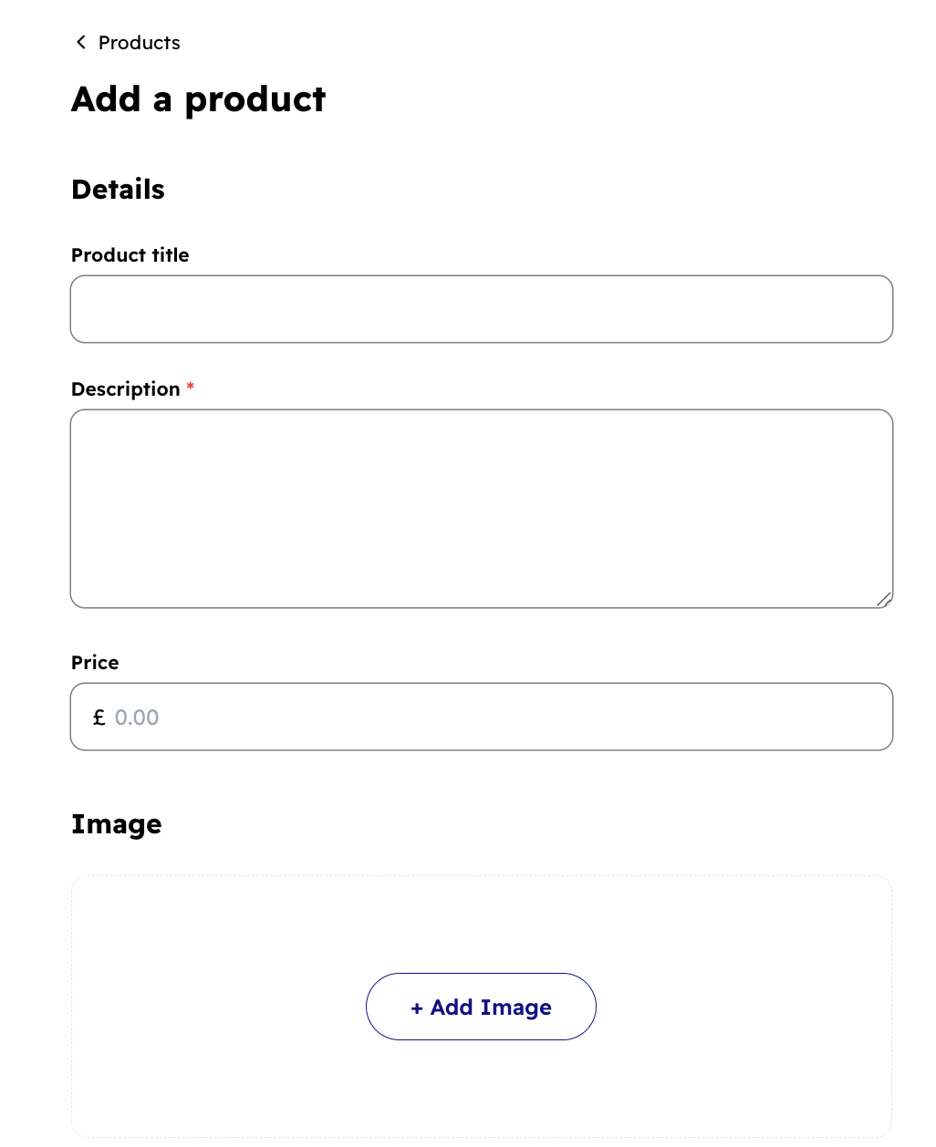 Add a product form in the Qnect dashboard